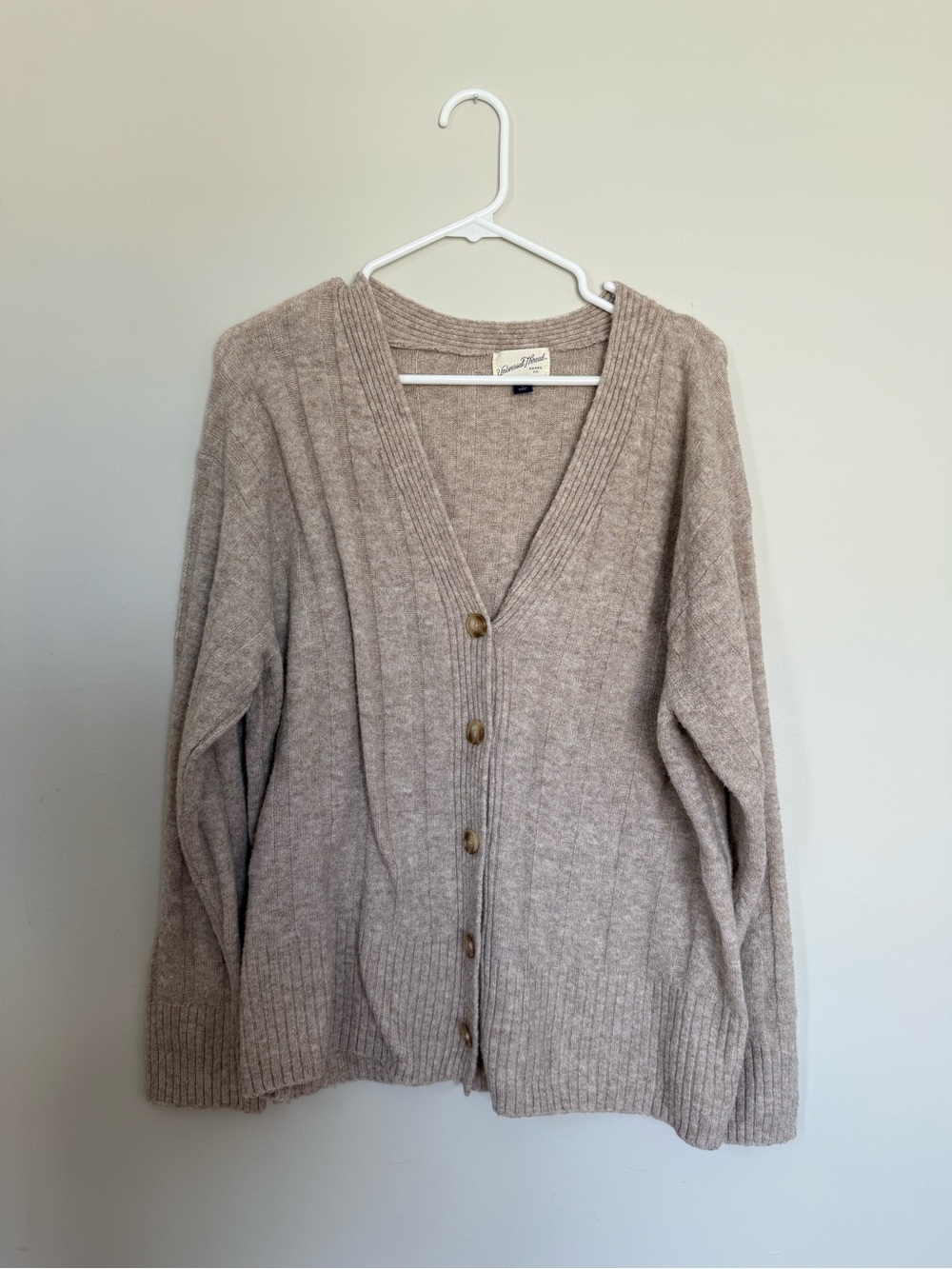Universal Thread Taupe Button-Up V-Neck Cardigan